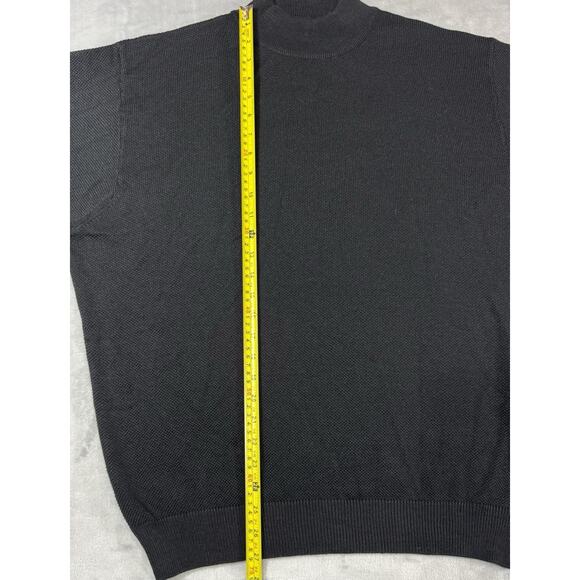 Hart Shaffner Marx Black Wool Silk Blend Men’s Large Mock Sweater Made In Italy - Picture 5 of 10